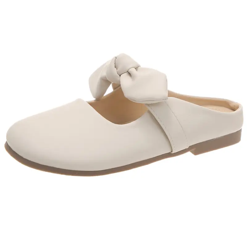 Baotou Slippers Women's Outwear Lazy Shoes 2024 Spring New French Style Gentle Bow Slip-on Half Shoes