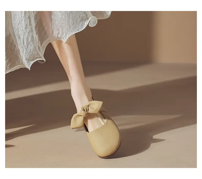 Baotou Slippers Women's Outwear Lazy Shoes 2024 Spring New French Style Gentle Bow Slip-on Half Shoes — feature 11
