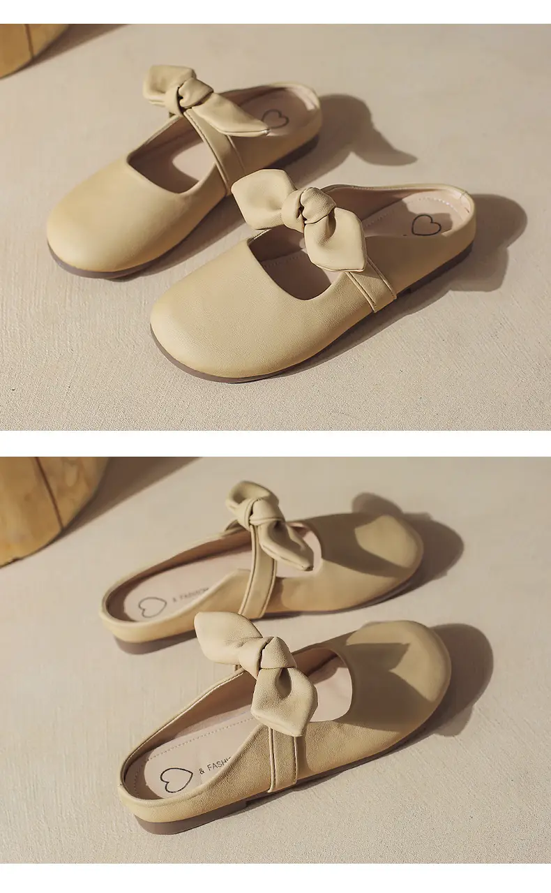 Baotou Slippers Women's Outwear Lazy Shoes 2024 Spring New French Style Gentle Bow Slip-on Half Shoes — feature 15