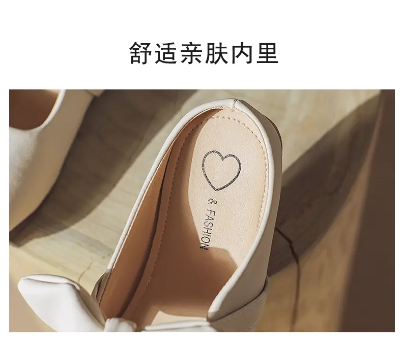 Baotou Slippers Women's Outwear Lazy Shoes 2024 Spring New French Style Gentle Bow Slip-on Half Shoes — feature 6