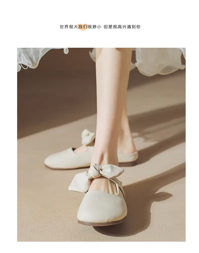 Baotou Slippers Women's Outwear Lazy Shoes 2024 Spring New French Style Gentle Bow Slip-on Half Shoes — feature 8
