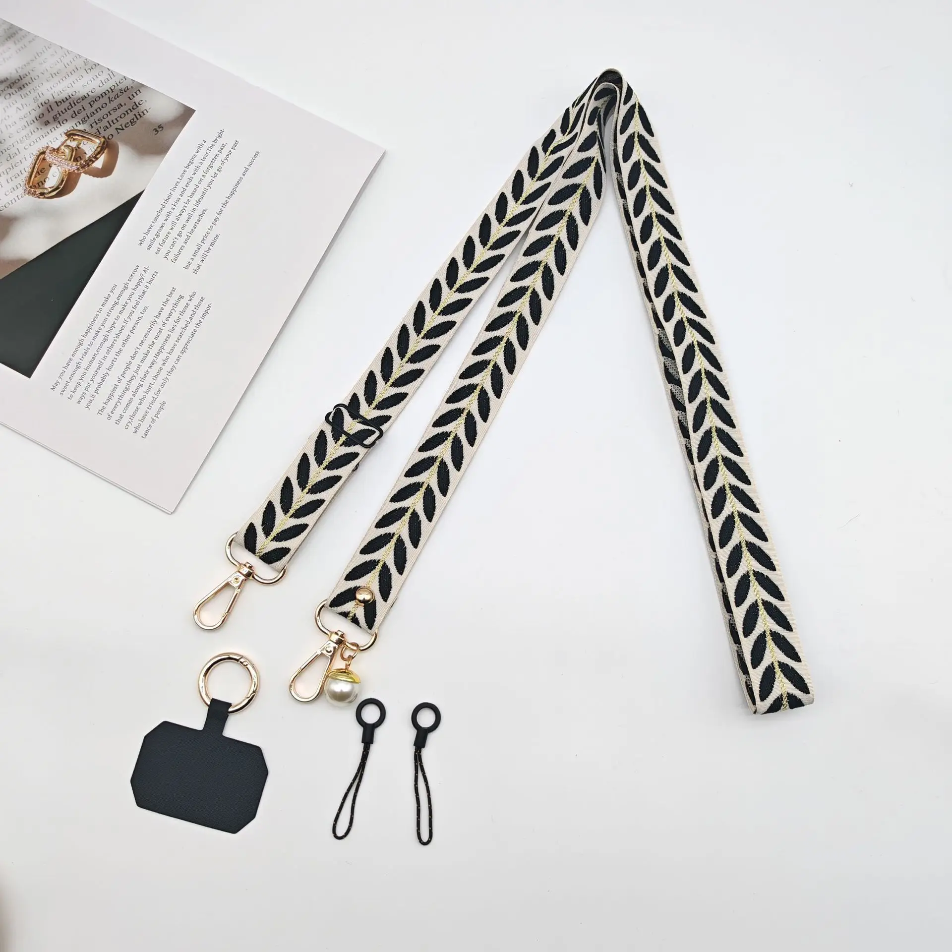 Mobile Phone Lanyard with Pearl Pendant & Adjustable Strap - Image 12