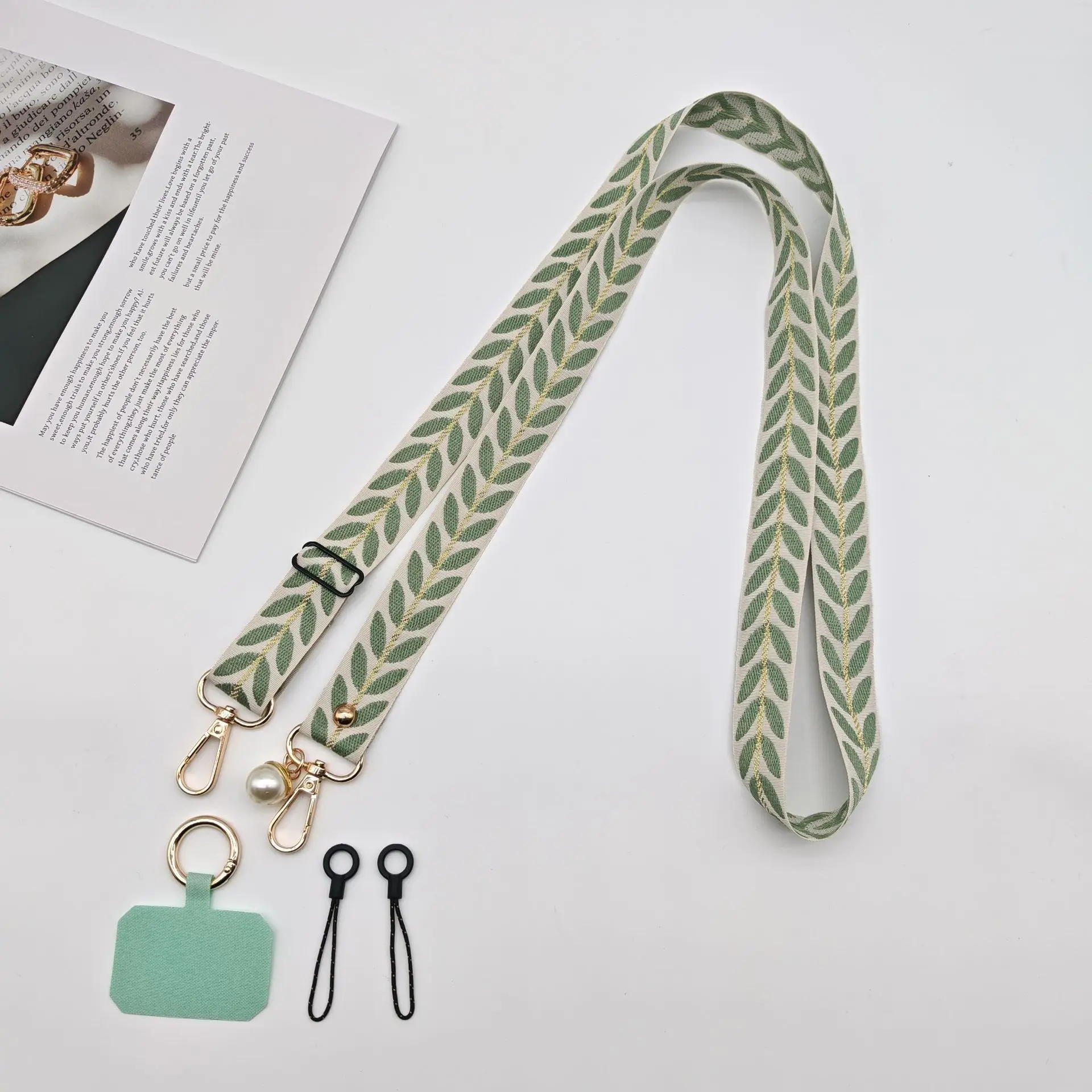 Mobile Phone Lanyard with Pearl Pendant & Adjustable Strap - Image 3