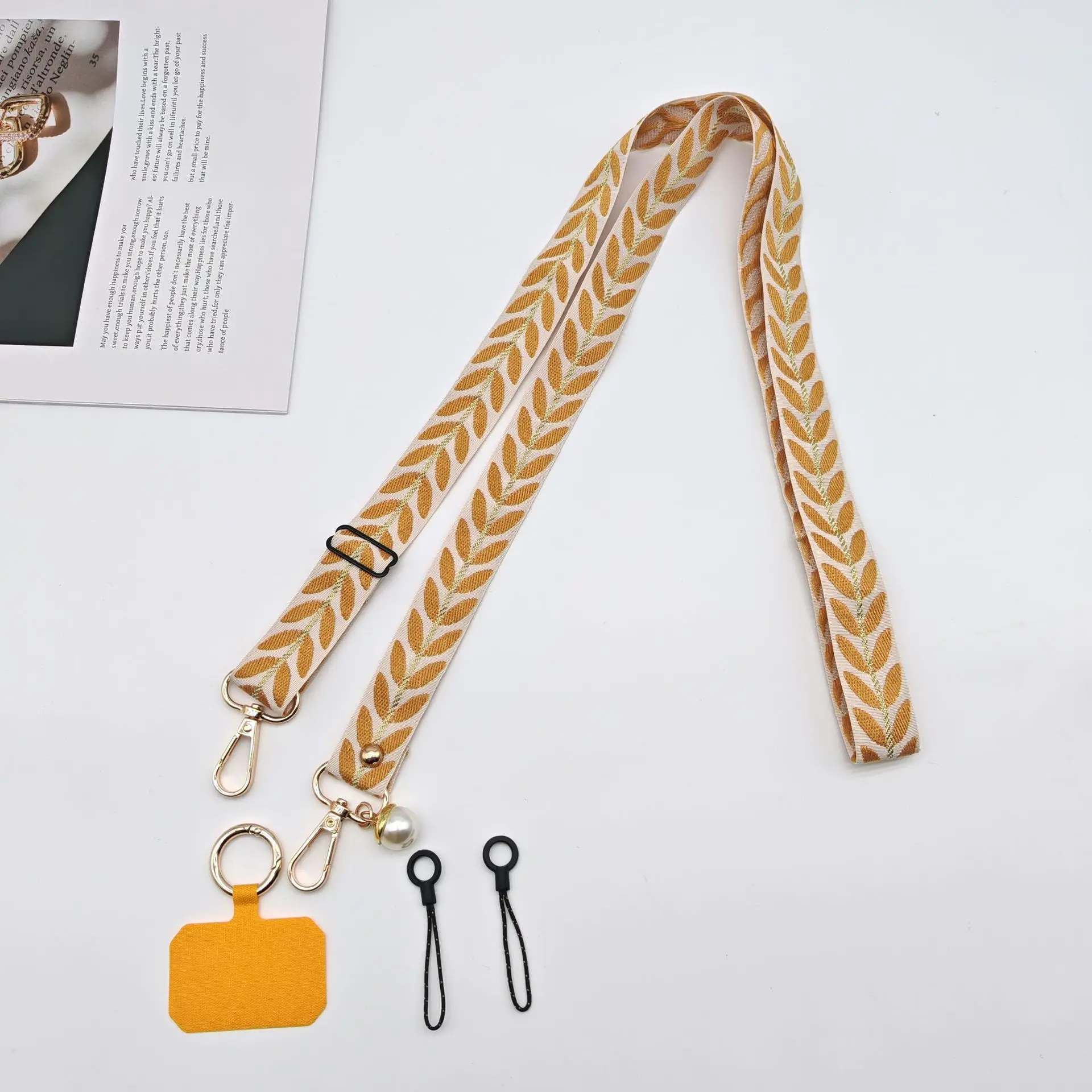 Mobile Phone Lanyard with Pearl Pendant & Adjustable Strap - Image 6