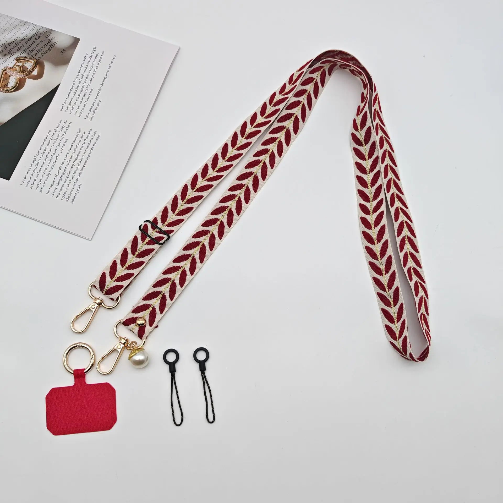 Mobile Phone Lanyard with Pearl Pendant & Adjustable Strap - Image 9