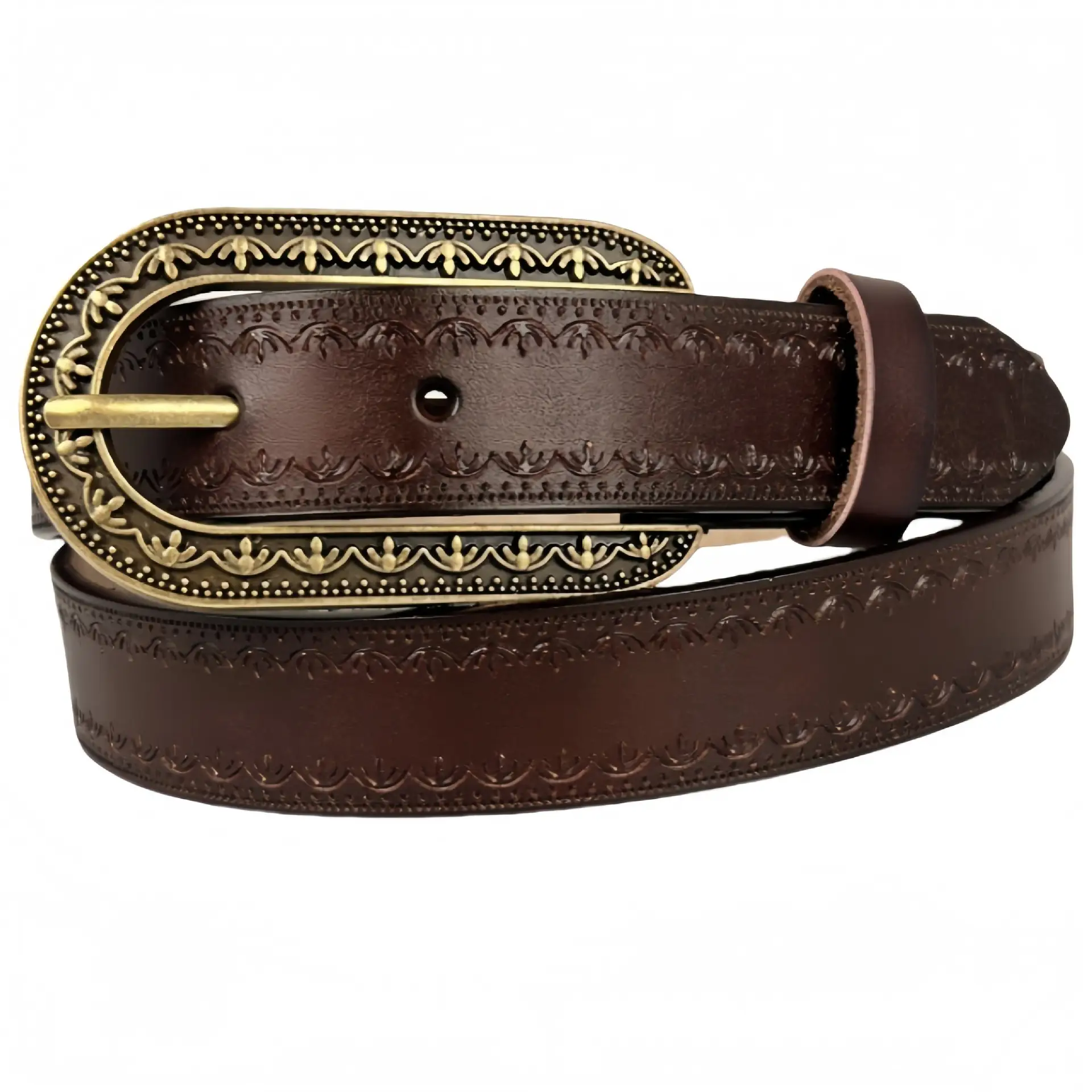 Vintage Red Leather Belt with Gold Buckle - Image 8