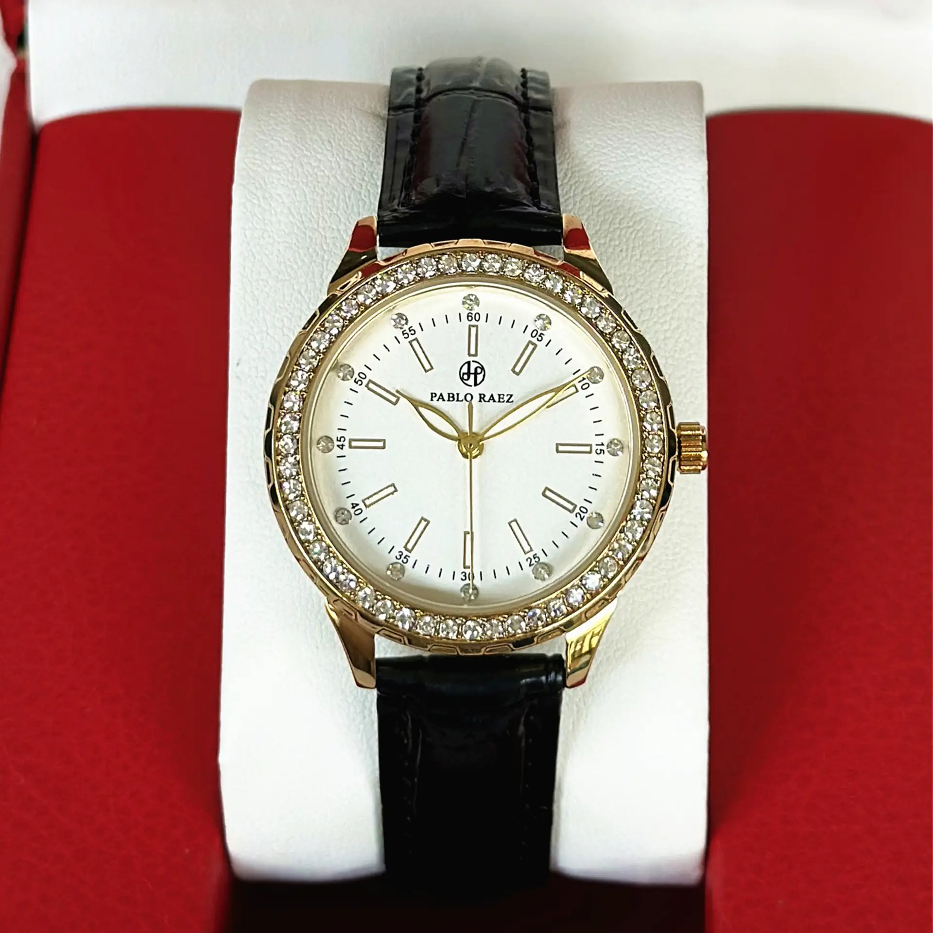 PABLO RAEZ Gold Watch with Light Dial & Waterproof Black Strap - Image 5