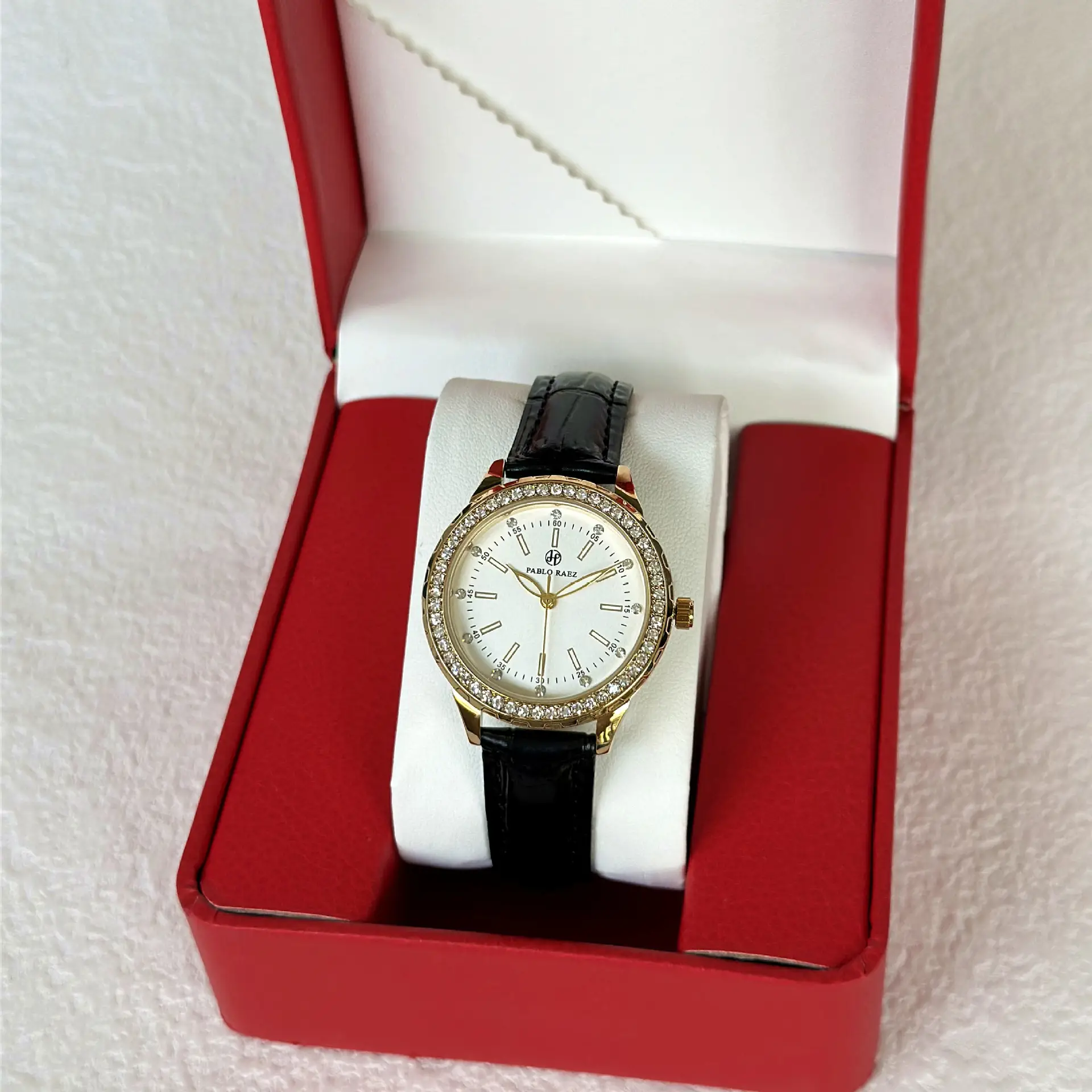PABLO RAEZ Gold Watch with Light Dial & Waterproof Black Strap - Image 6
