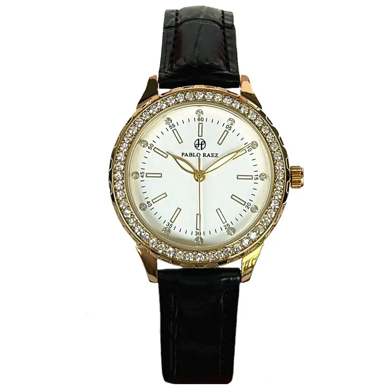 PABLO RAEZ Gold Watch with Light Dial & Waterproof Black Strap - Image 9