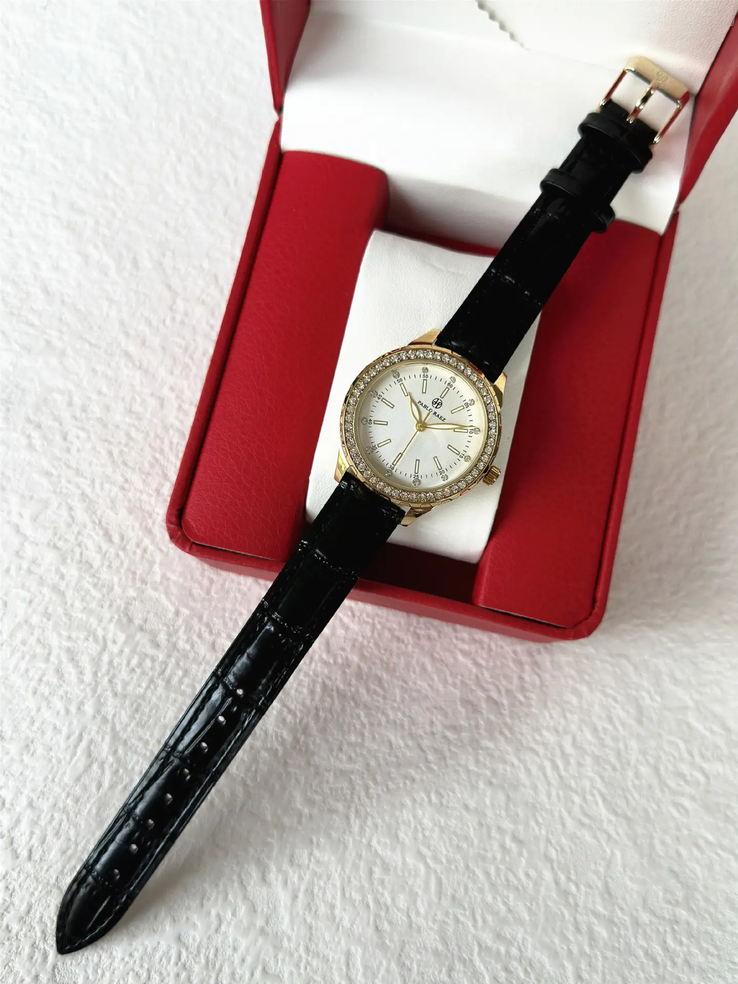 PABLO RAEZ Gold Watch with Light Dial & Waterproof Black Strap — feature 12