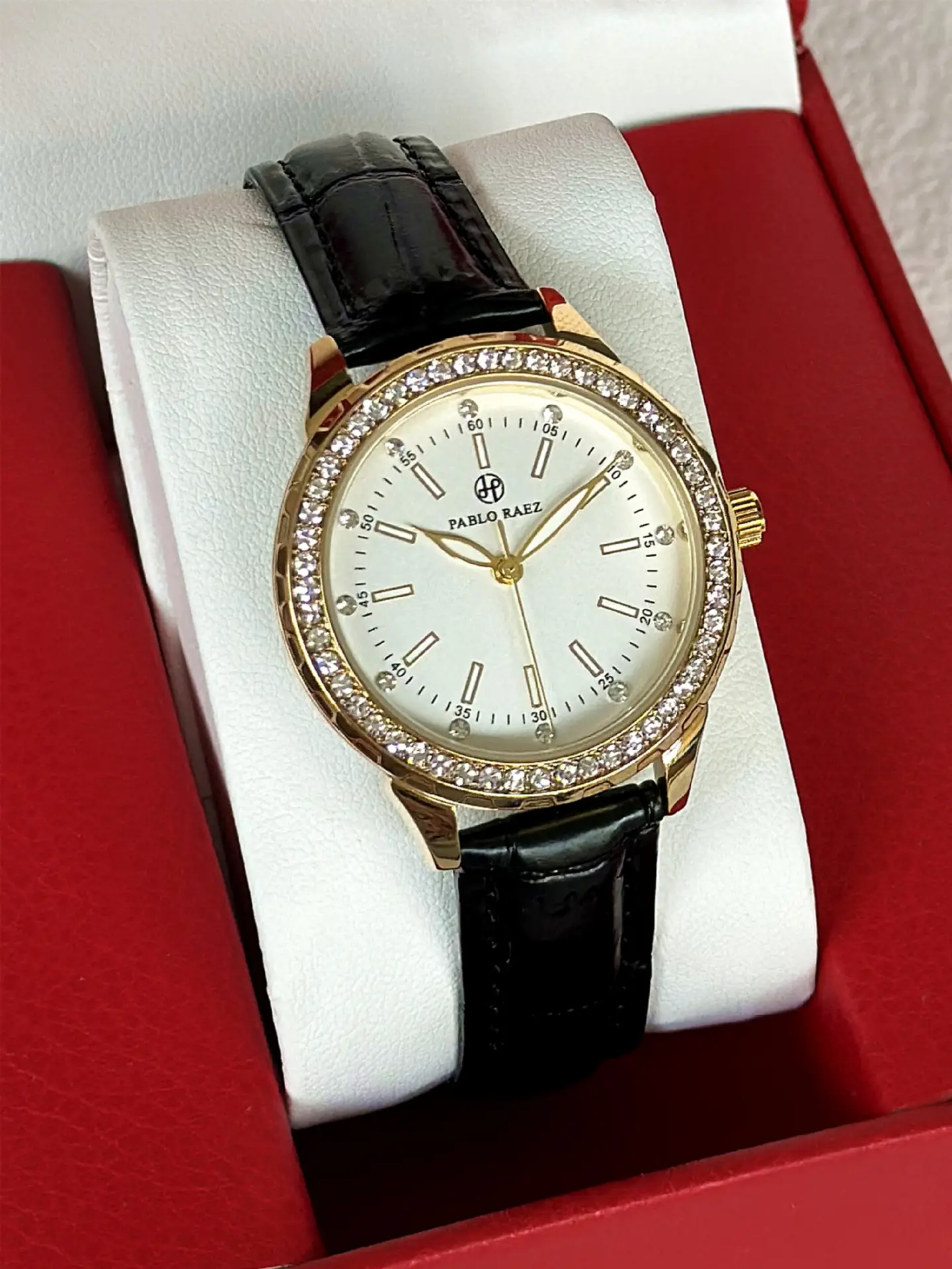 PABLO RAEZ Gold Watch with Light Dial & Waterproof Black Strap — feature 19