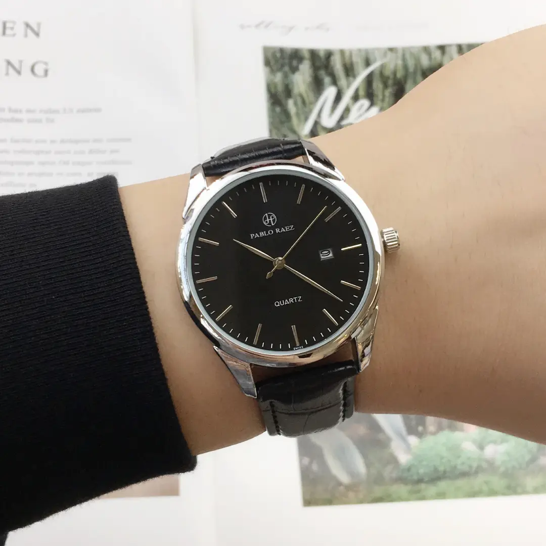 Men's Waterproof Quartz Watch with Brown Leather Strap