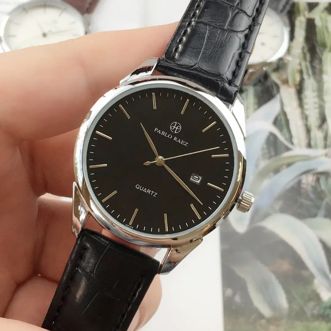Men's Waterproof Quartz Watch with Brown Leather Strap
