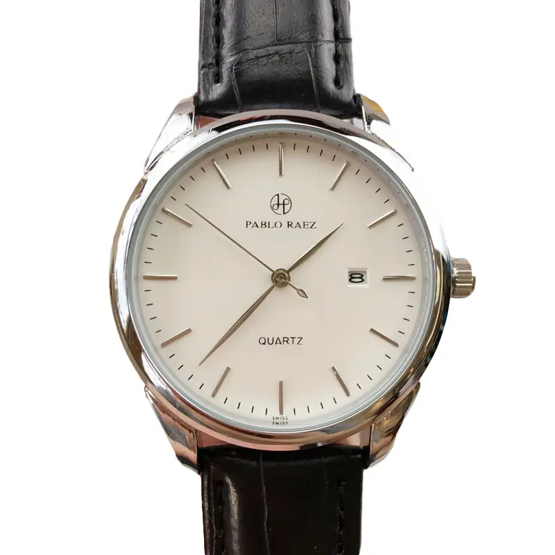 Men's Waterproof Quartz Watch with Brown Leather Strap