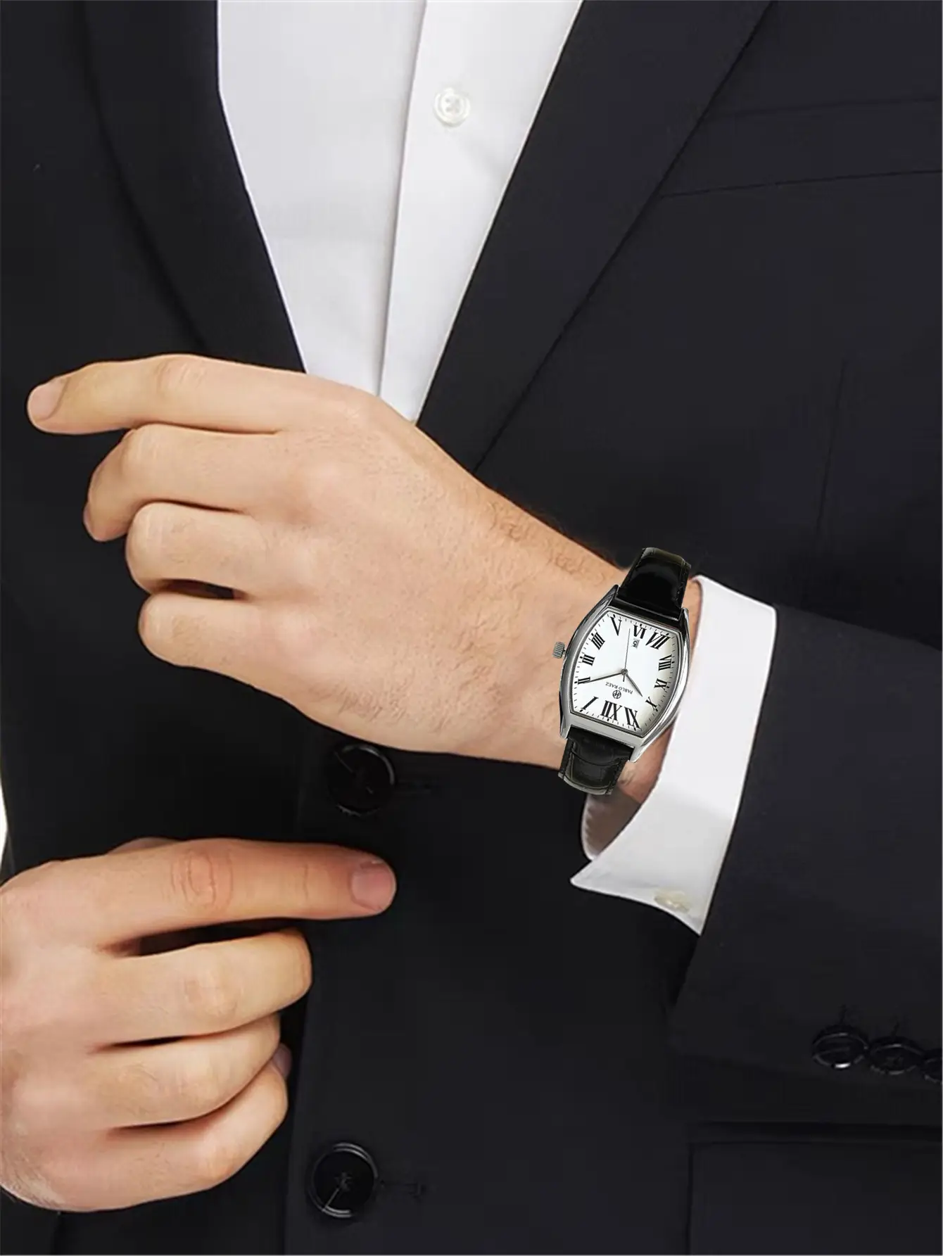 Men's Stainless Steel Swiss Watch with Roman Numeral — feature 6