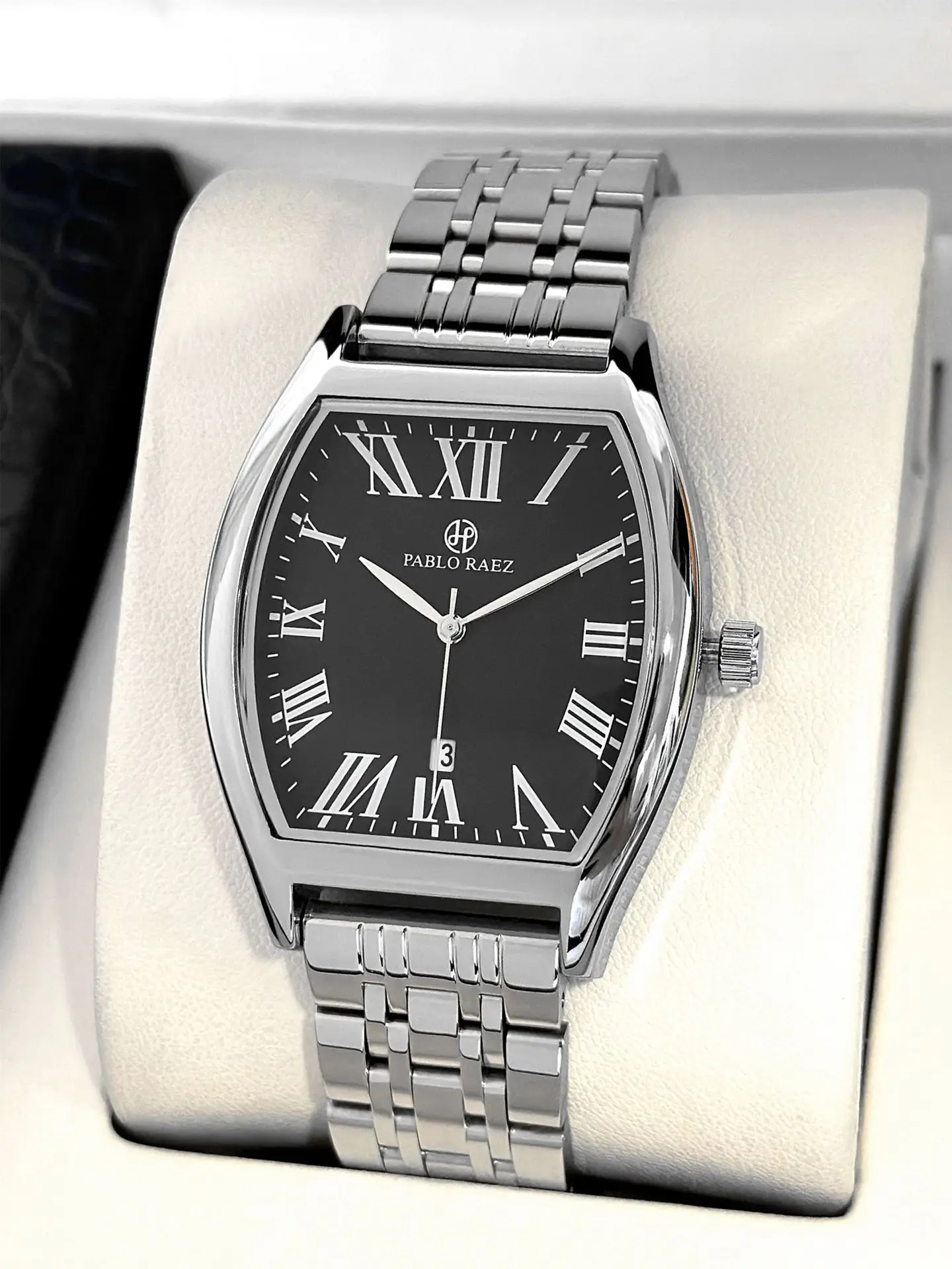 Men's Stainless Steel Swiss Watch with Roman Numeral - Image 5