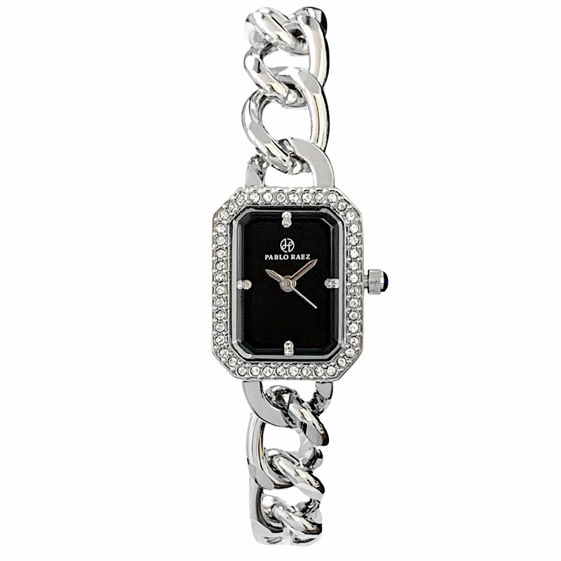 Women's Rhinestone Watch with Square Dial & Metal Chain - Image 2
