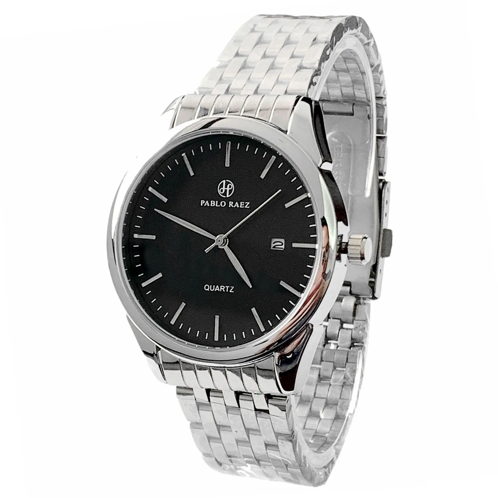 Men's Stainless Steel Quartz Watch with Back Label