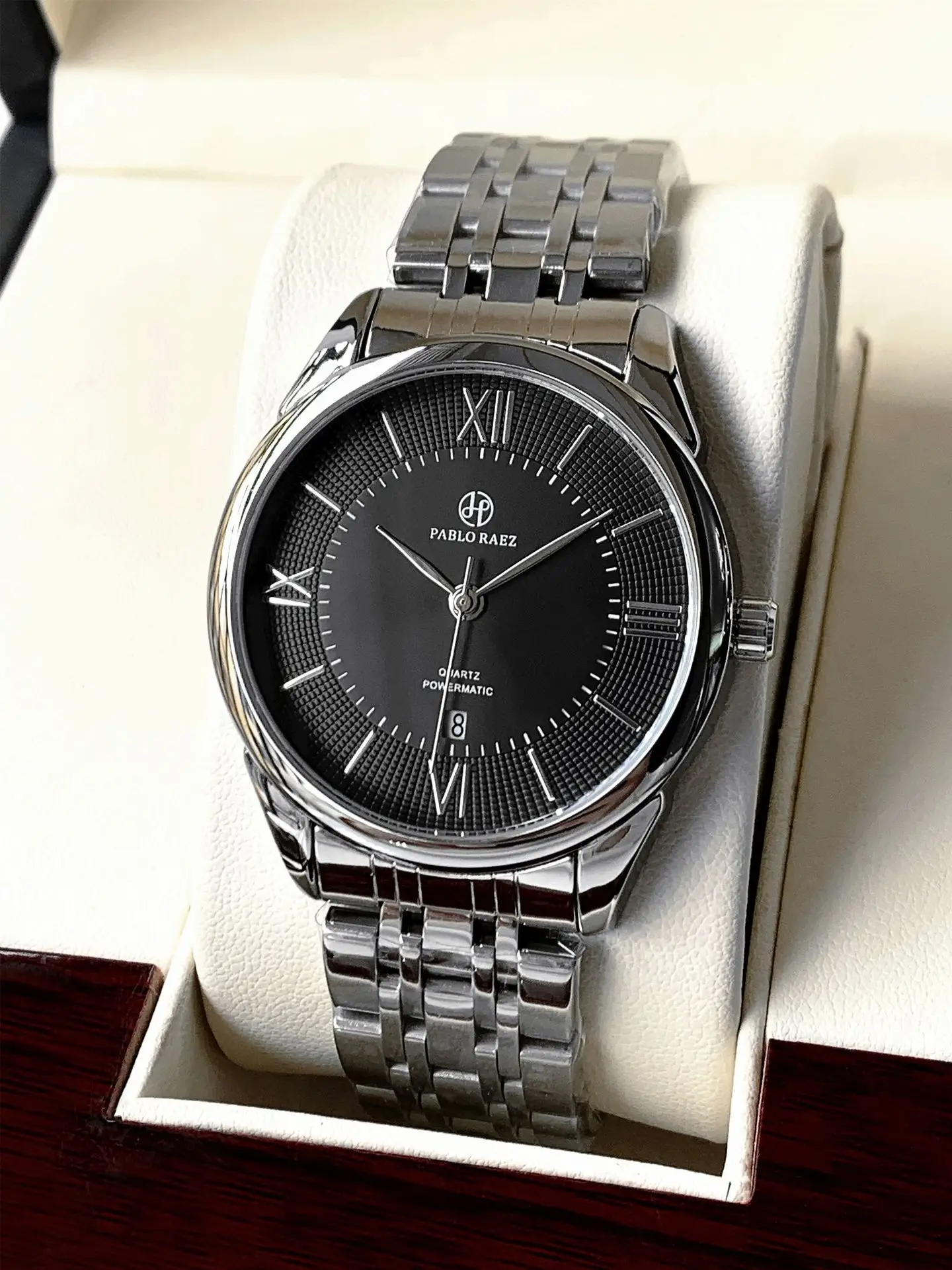 Men's Stainless Steel Quartz Watch with Day/Past Day Function - Image 2