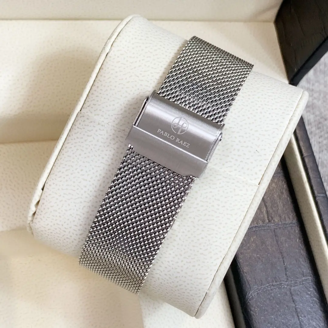 Men's Stainless Steel Mesh Watch White Dial Waterproof - Image 7