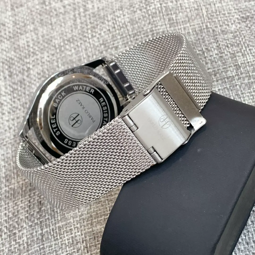 Men's Stainless Steel Mesh Watch White Dial Waterproof — feature 23