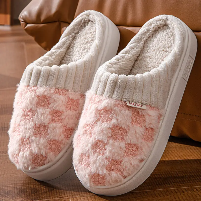 Cotton Slippers Green White Warm Indoor Women Winter - Image 7