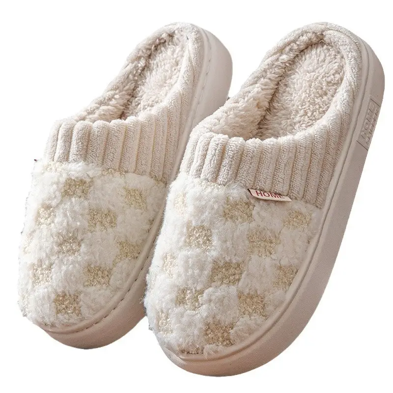 Cotton Slippers Green White Warm Indoor Women Winter - Image 10