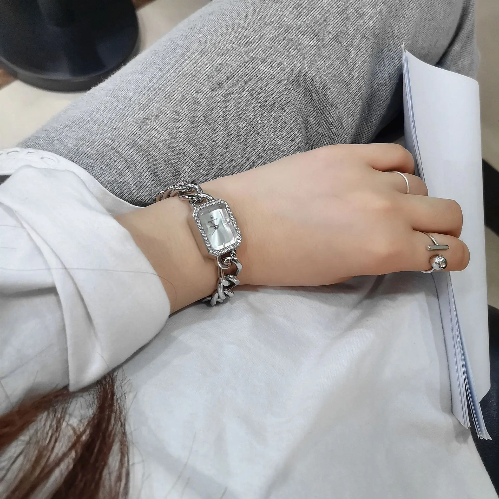 Rose Gold Square Rhinestone Ladies Watch — feature 19