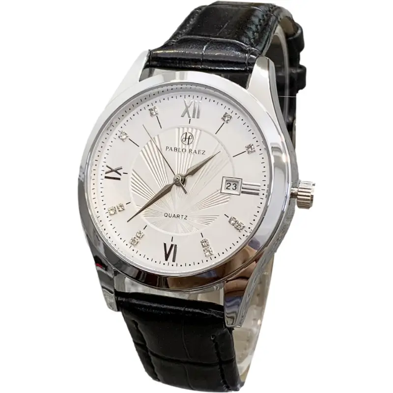 Men's Quartz Watch with Calendar & Leather Strap - Image 2