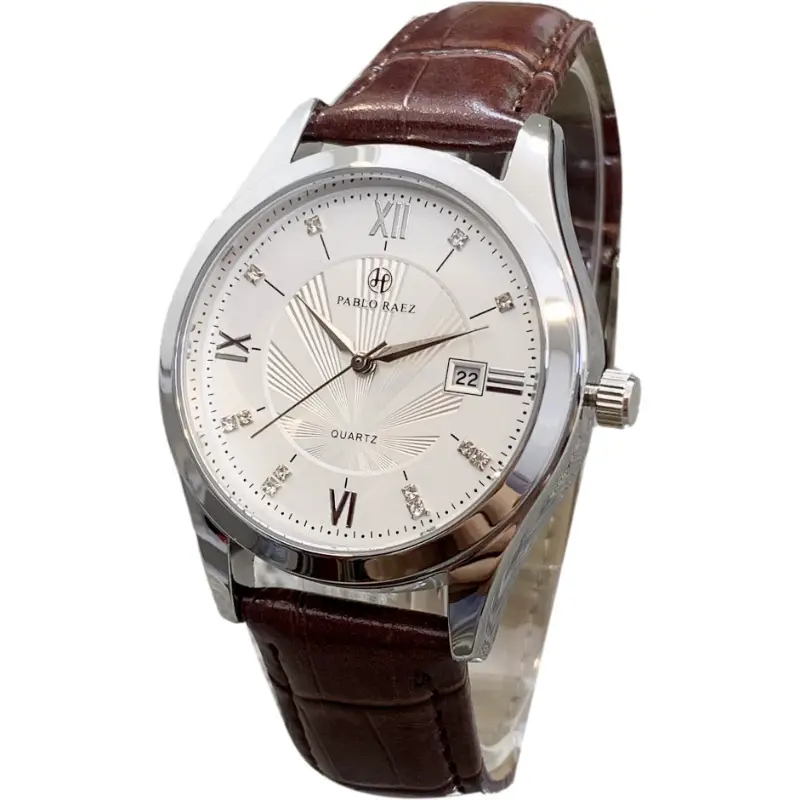 Men's Quartz Watch with Calendar & Leather Strap - Image 3