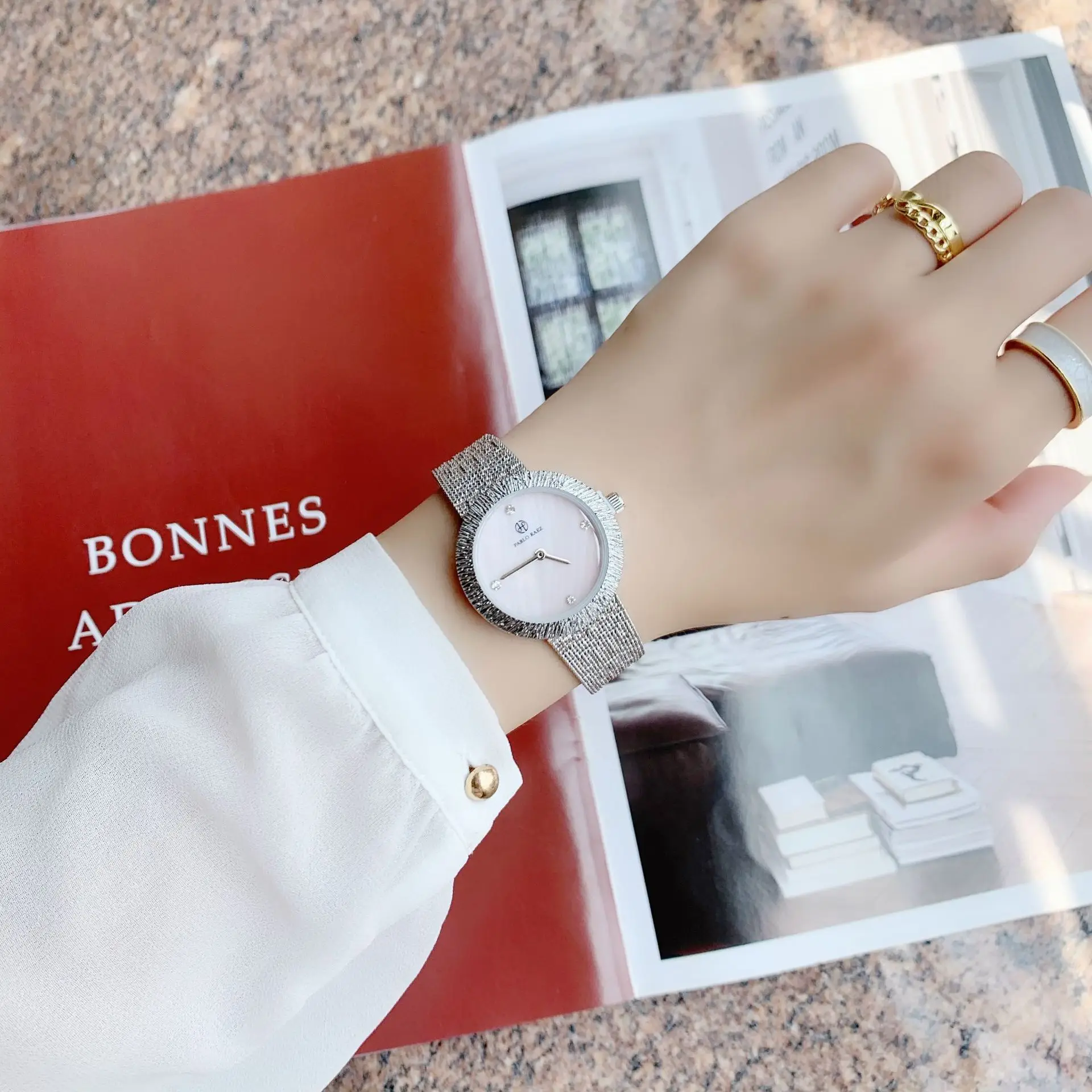 Elegant Silver Steel Watch for Women with Wind Resistant Design - Image 6