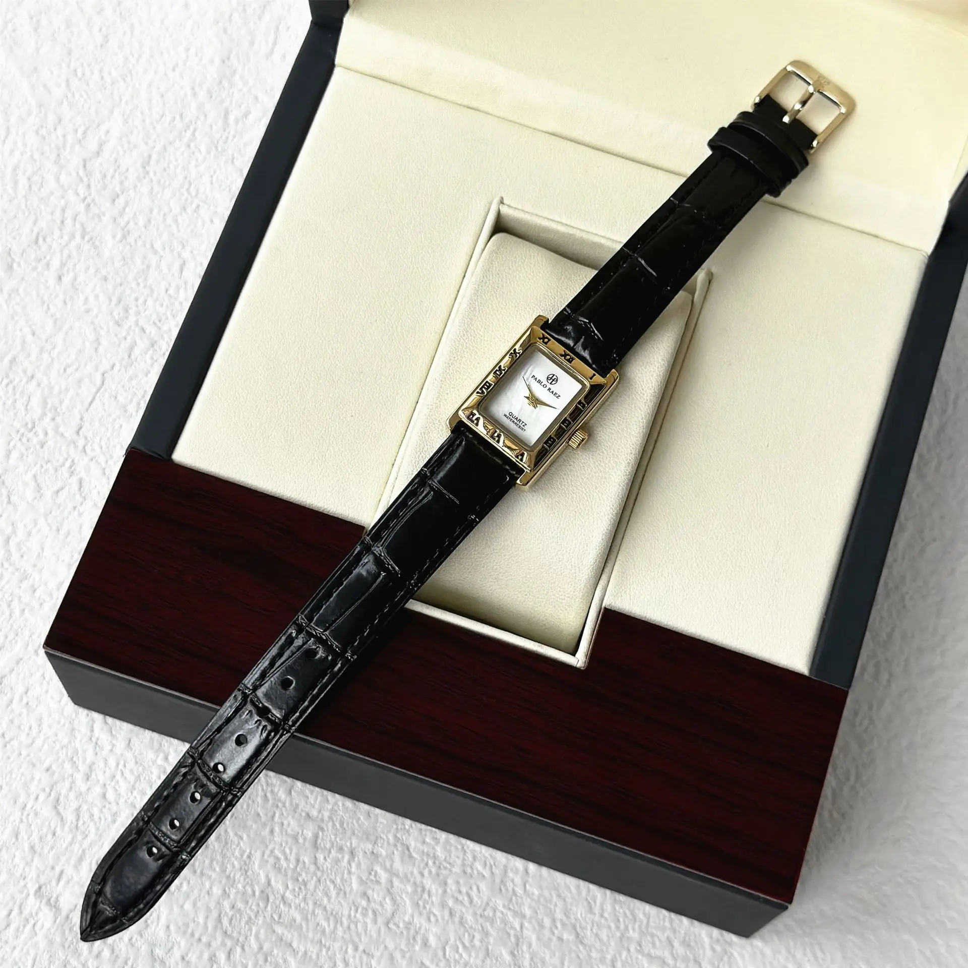 Pablo Raez Square Dial Women's Watch Black Leather Belt - Image 7