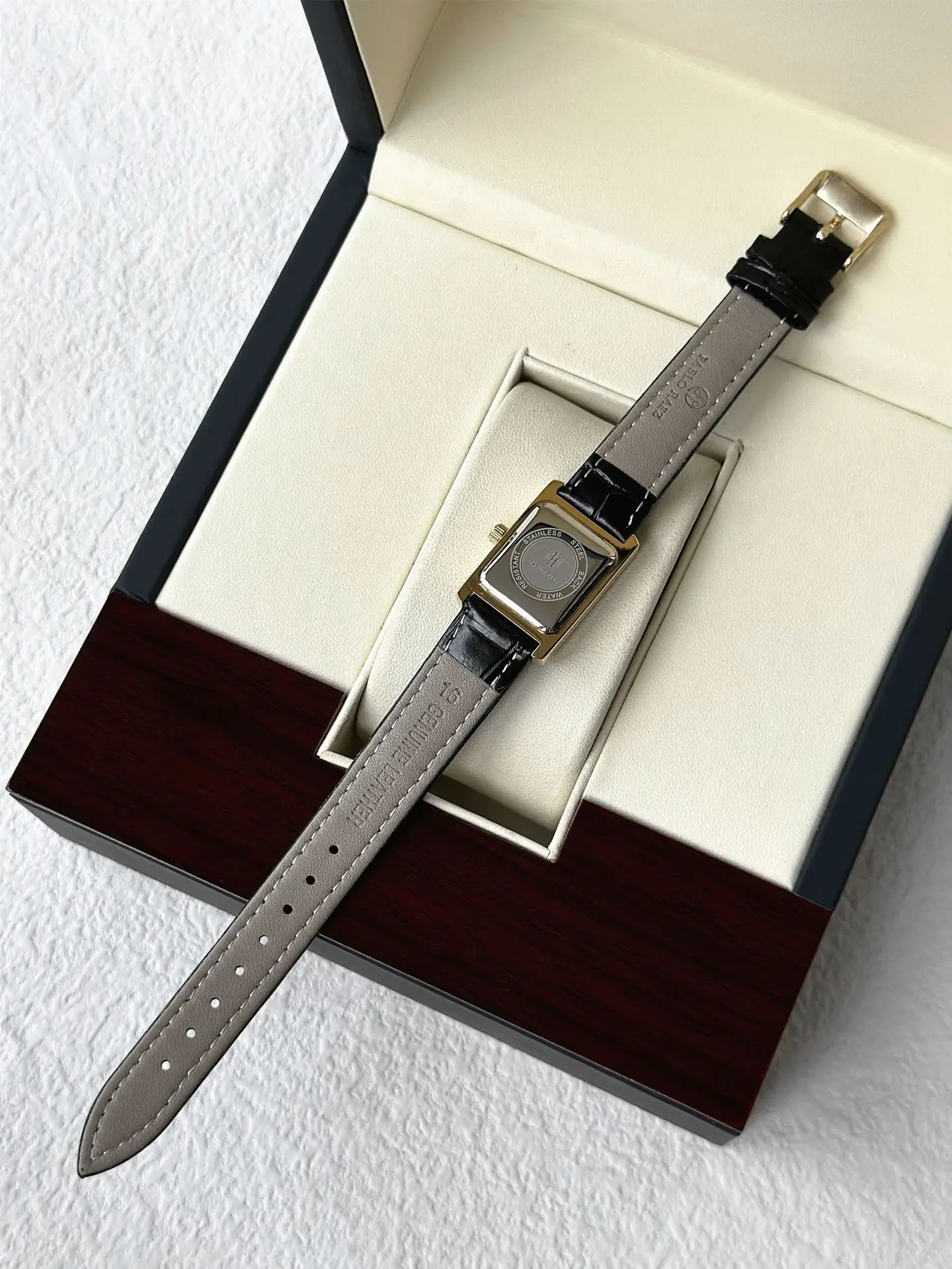 Pablo Raez Square Dial Women's Watch Black Leather Belt — feature 11