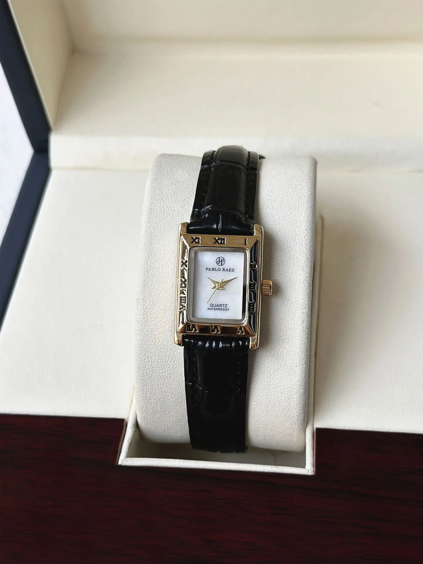 Pablo Raez Square Dial Women's Watch Black Leather Belt — feature 13