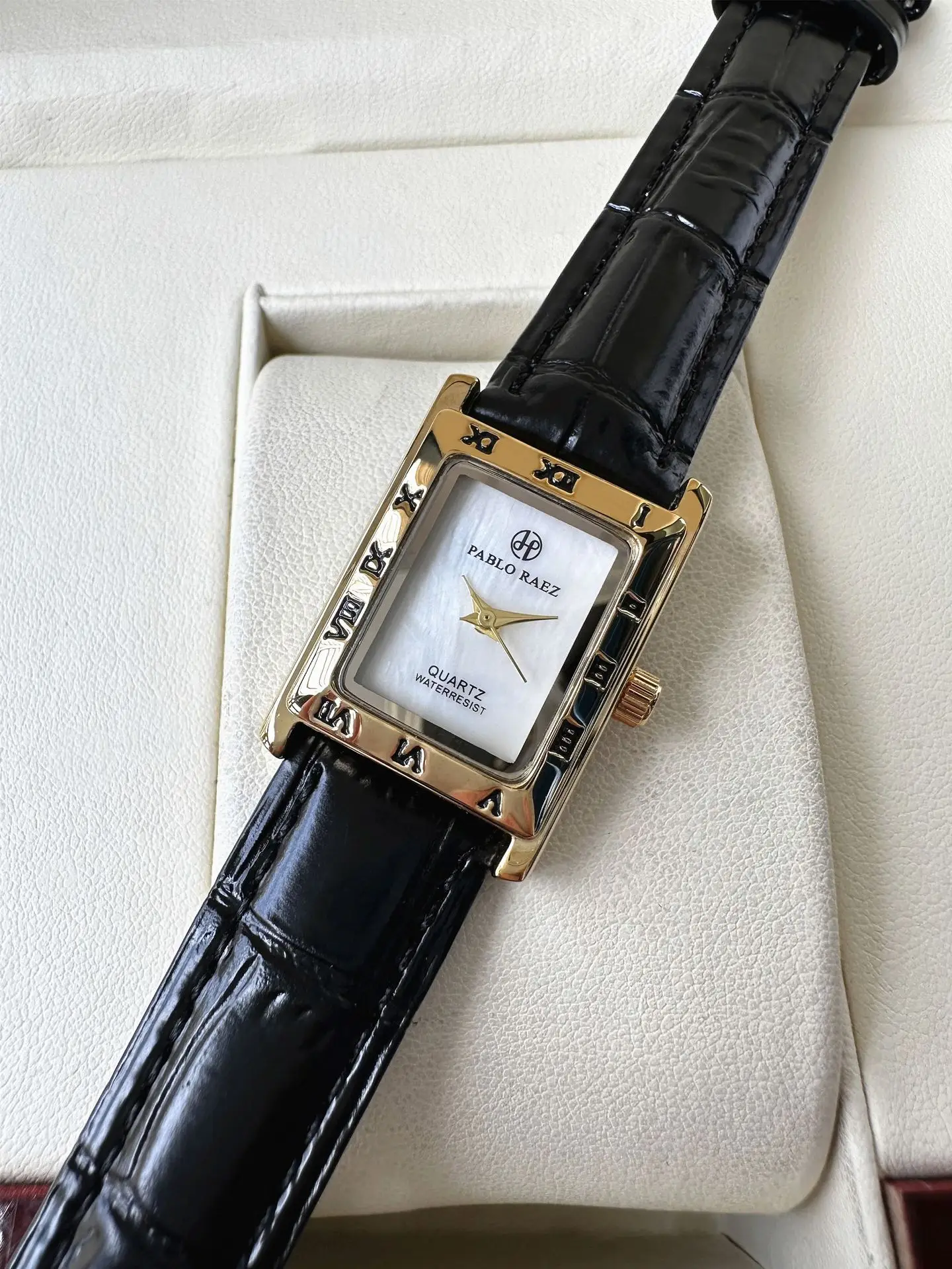 Pablo Raez Square Dial Women's Watch Black Leather Belt — feature 17