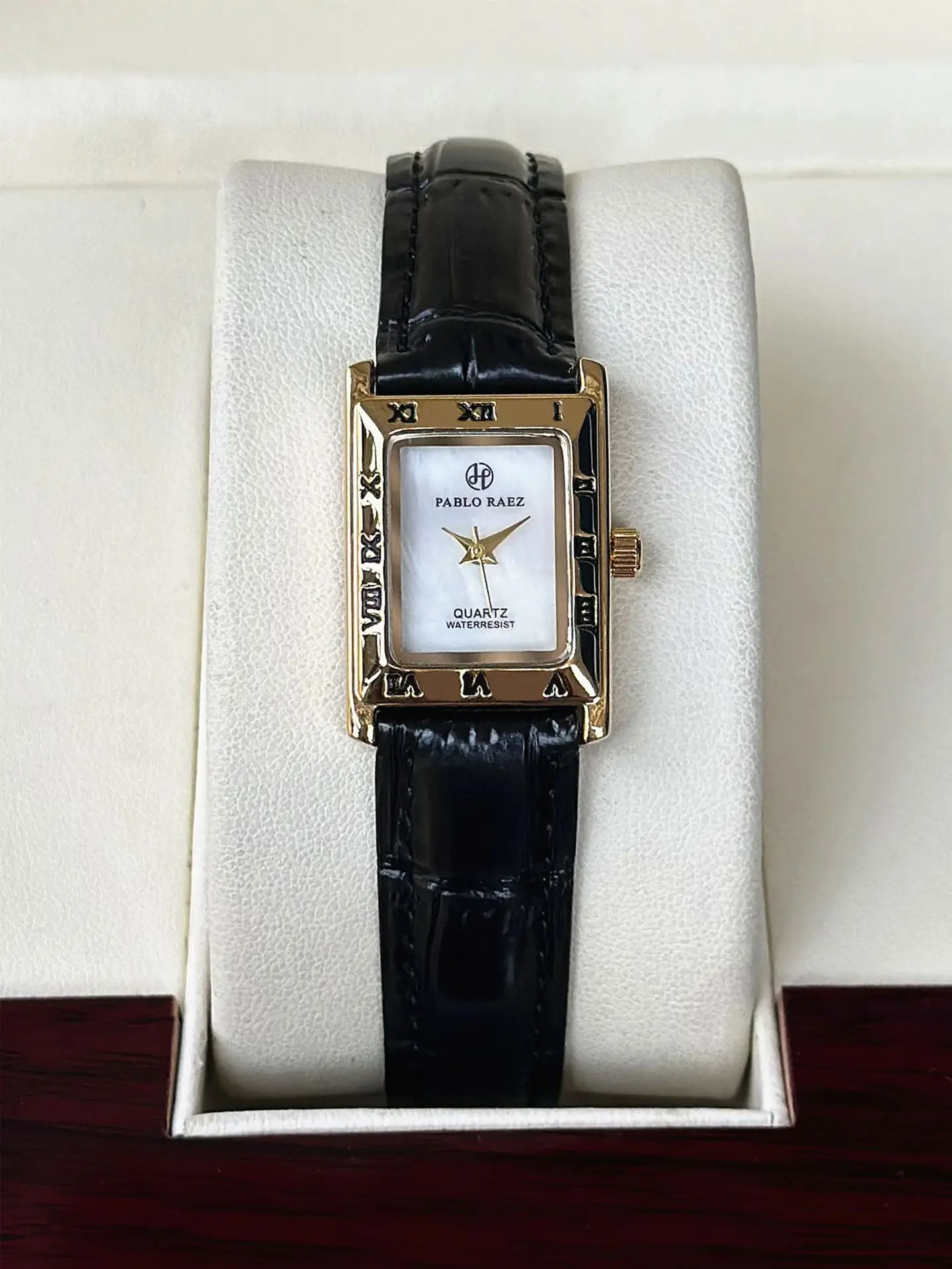 Pablo Raez Square Dial Women's Watch Black Leather Belt — feature 18