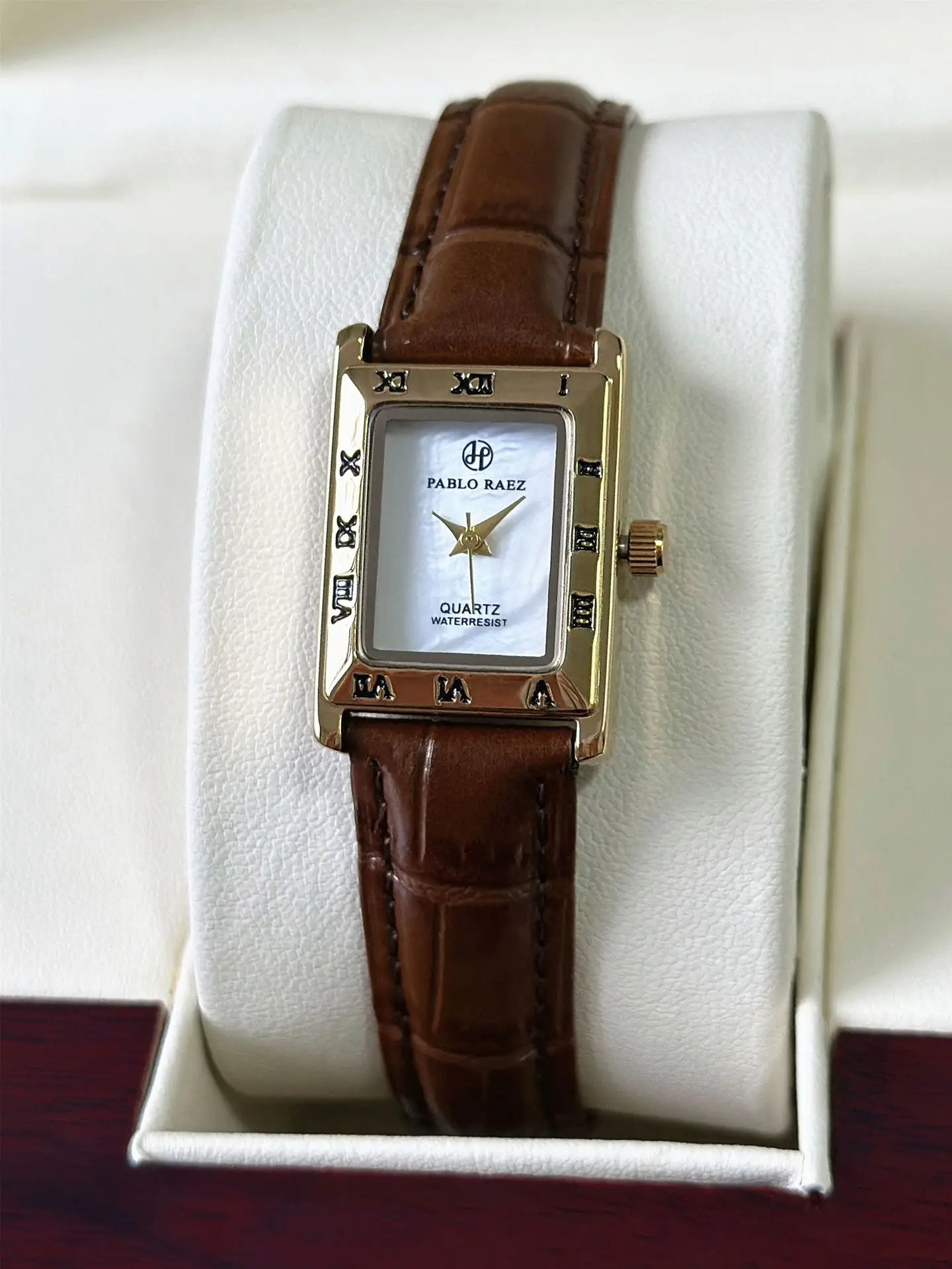 Pablo Raez Square Dial Women's Watch Black Leather Belt — feature 19