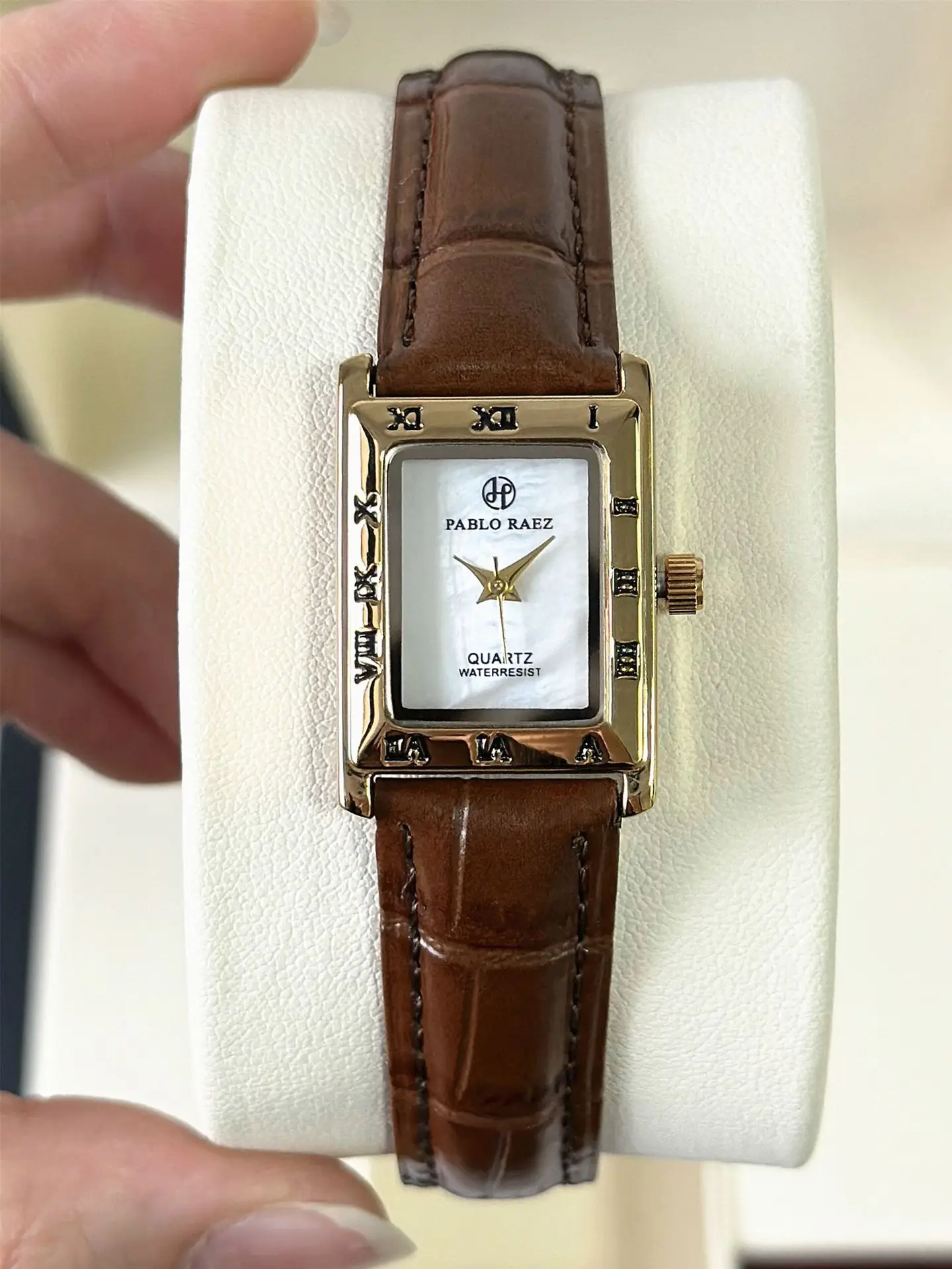 Pablo Raez Square Dial Women's Watch Black Leather Belt — feature 21