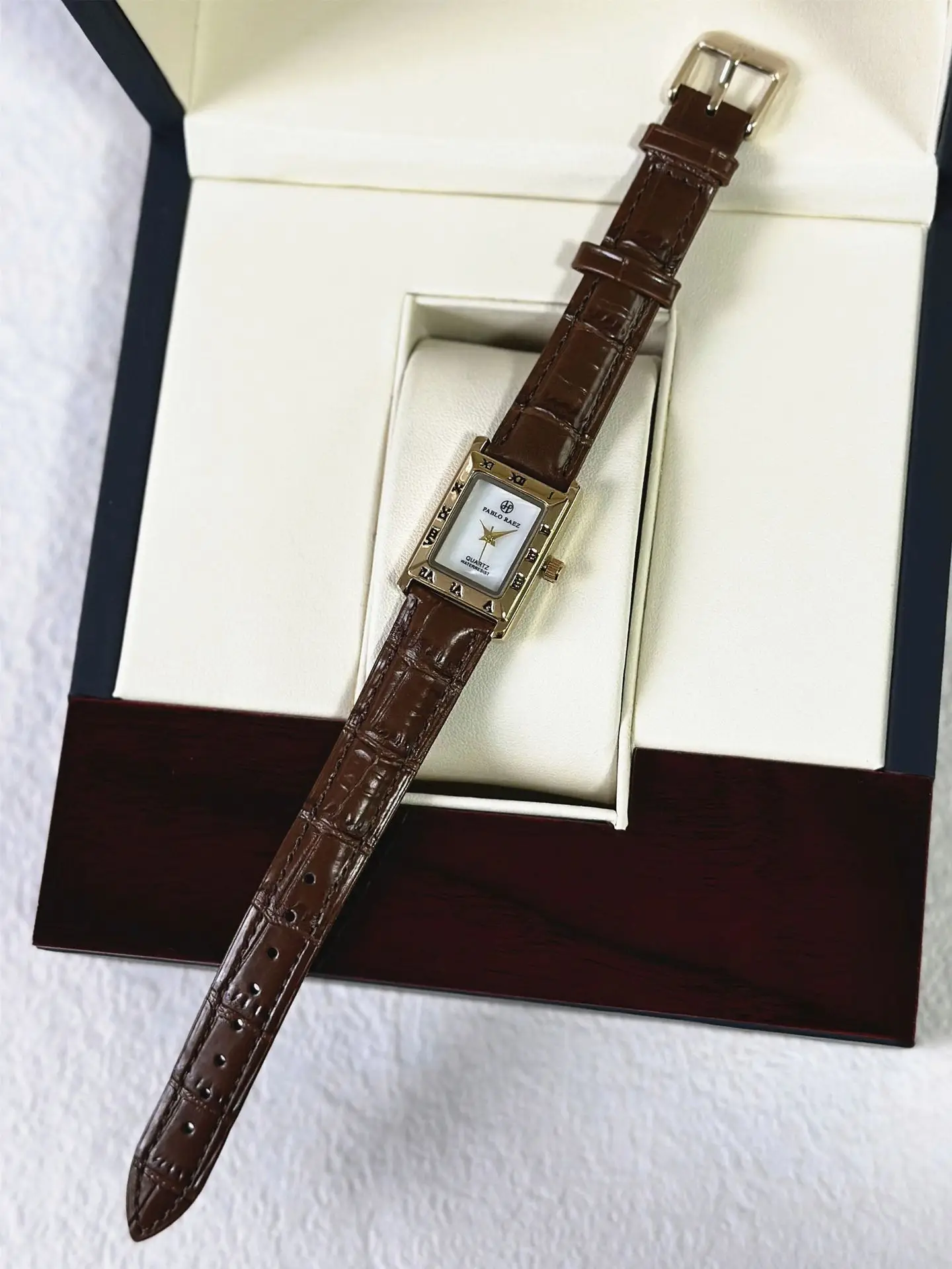 Pablo Raez Square Dial Women's Watch Black Leather Belt — feature 22