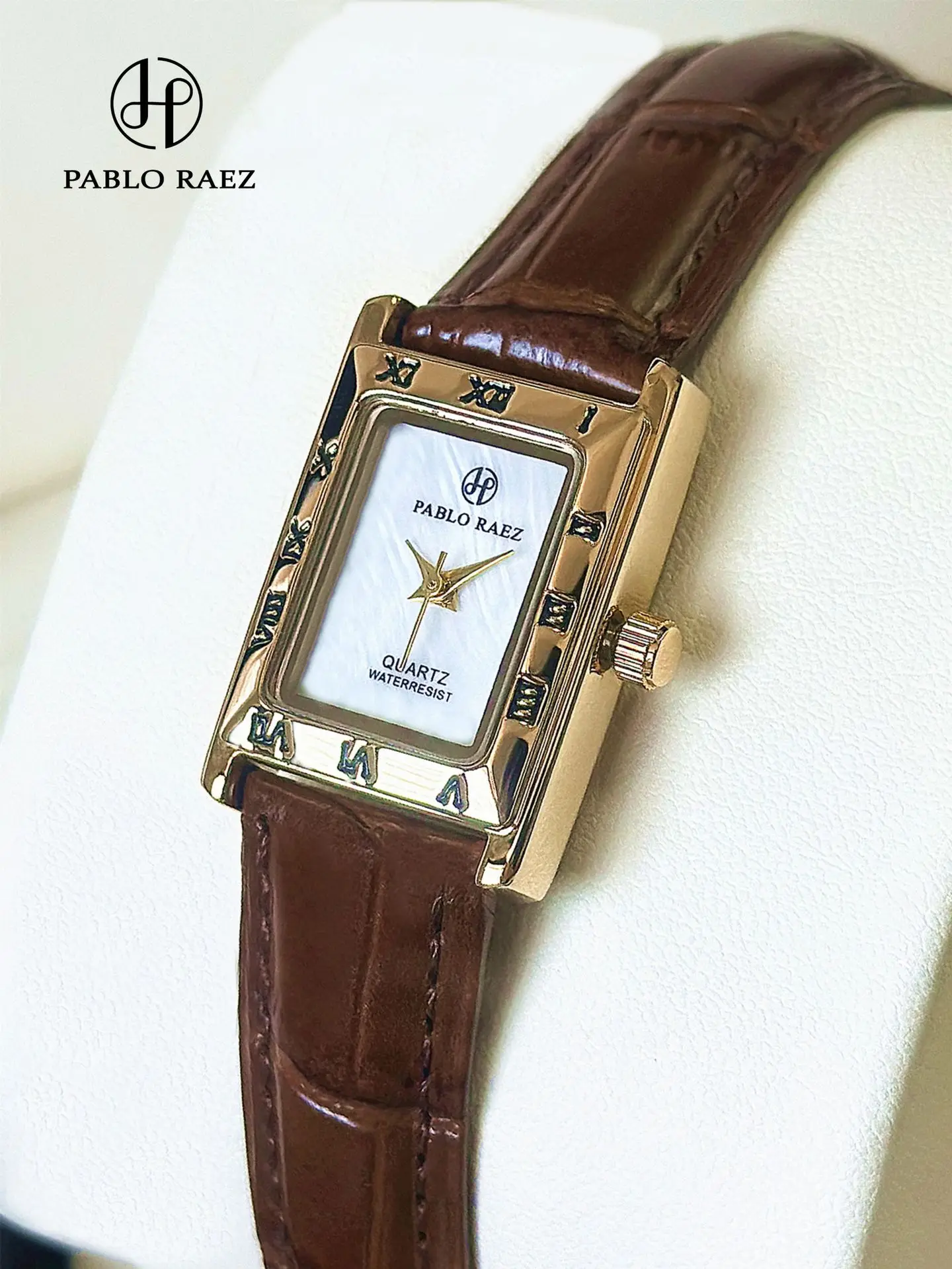 Pablo Raez Square Dial Women's Watch Black Leather Belt — feature 24