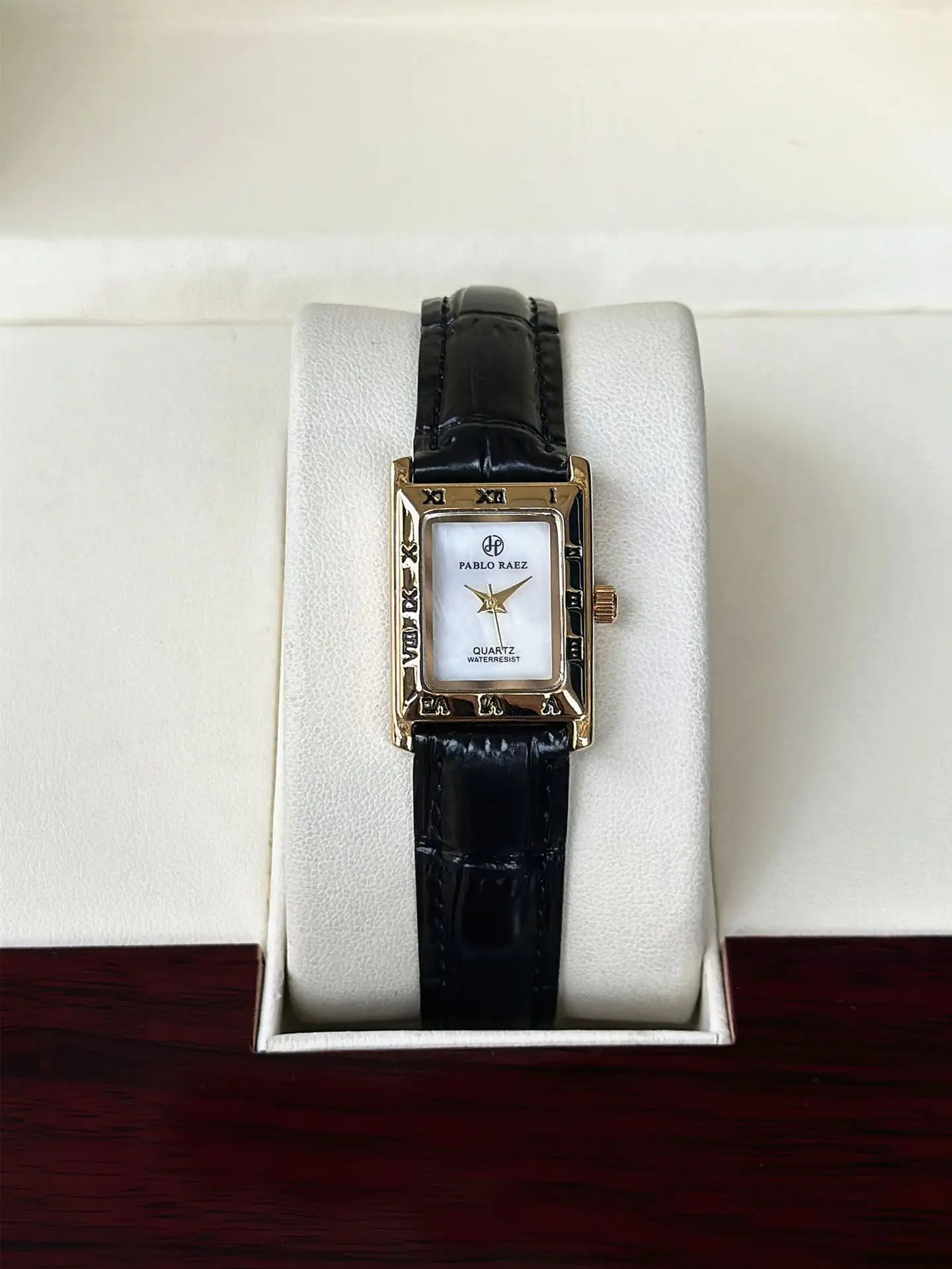 Pablo Raez Square Dial Women's Watch Black Leather Belt — feature 7