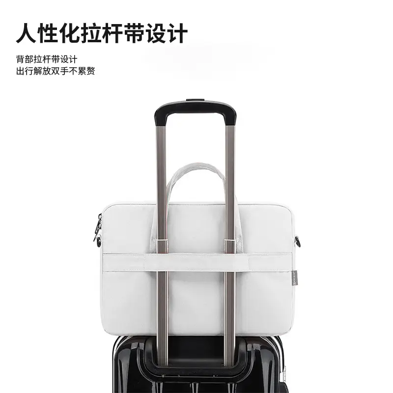 White Waterproof Laptop Shoulder Bag for Business Travel