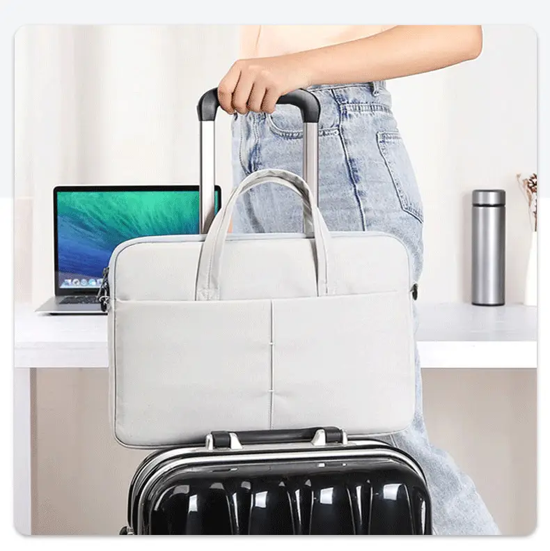 White Waterproof Laptop Shoulder Bag for Business Travel — feature 11