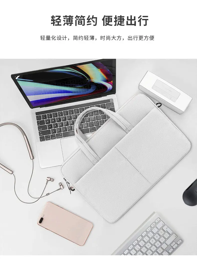 White Waterproof Laptop Shoulder Bag for Business Travel — feature 6