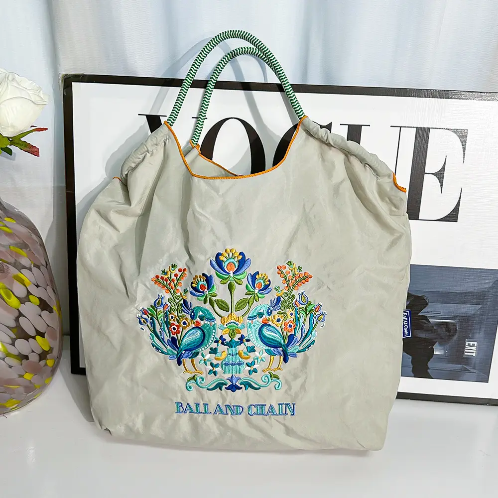 2025 Embroidered Ball Chain Eco-Friendly Tote Bag - Image 10