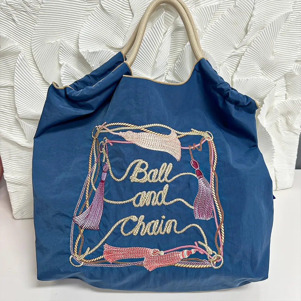 2025 Embroidered Ball Chain Eco-Friendly Tote Bag - Image 2