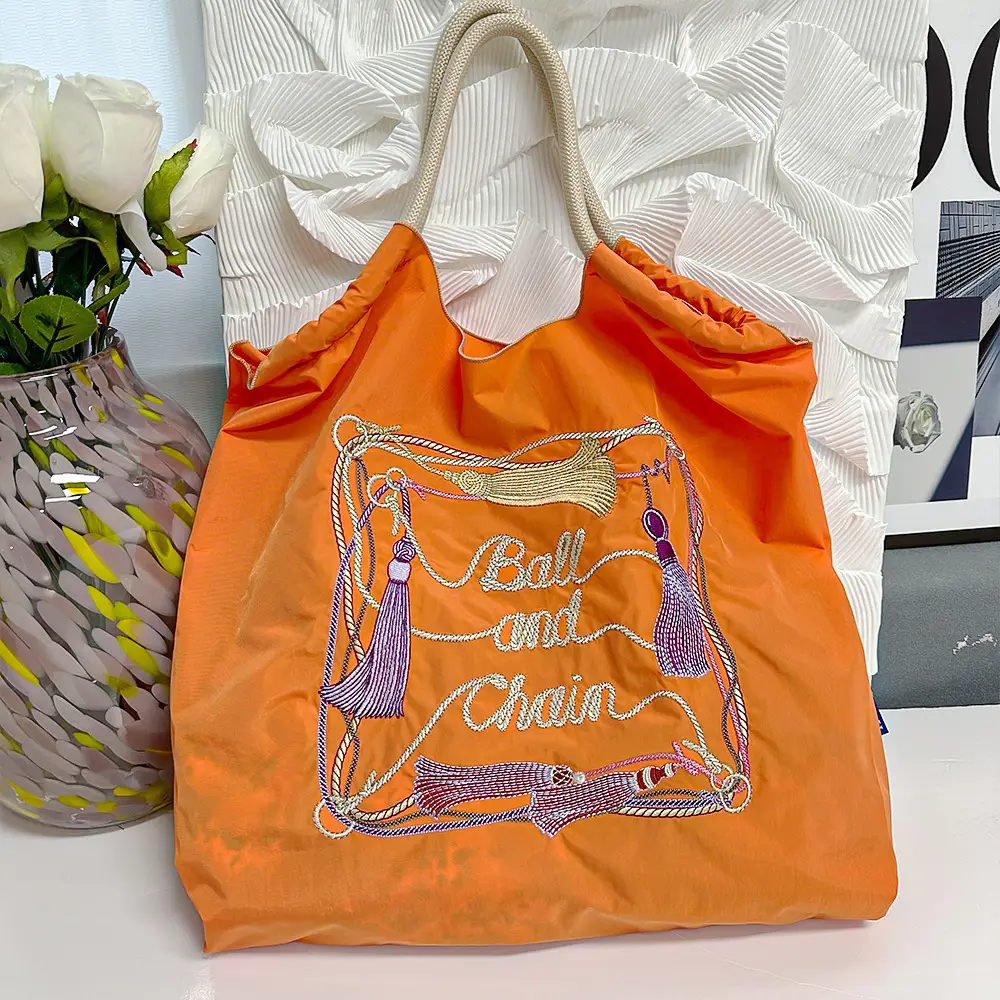 2025 Embroidered Ball Chain Eco-Friendly Tote Bag - Image 3