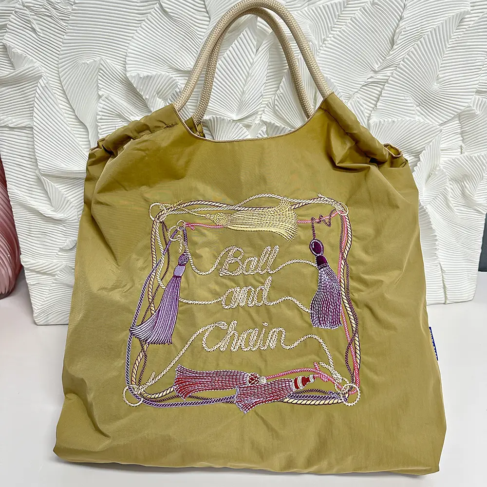 2025 Embroidered Ball Chain Eco-Friendly Tote Bag - Image 4
