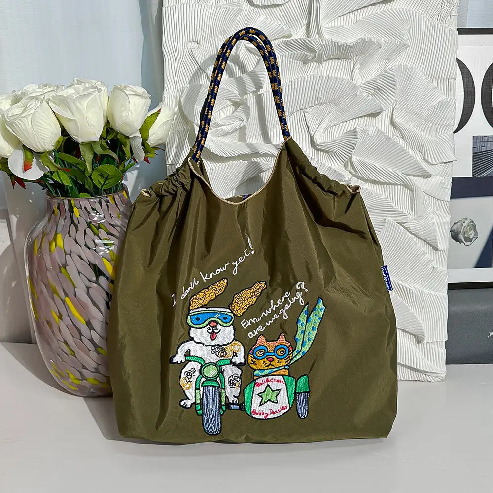 2025 Embroidered Ball Chain Eco-Friendly Tote Bag - Image 5