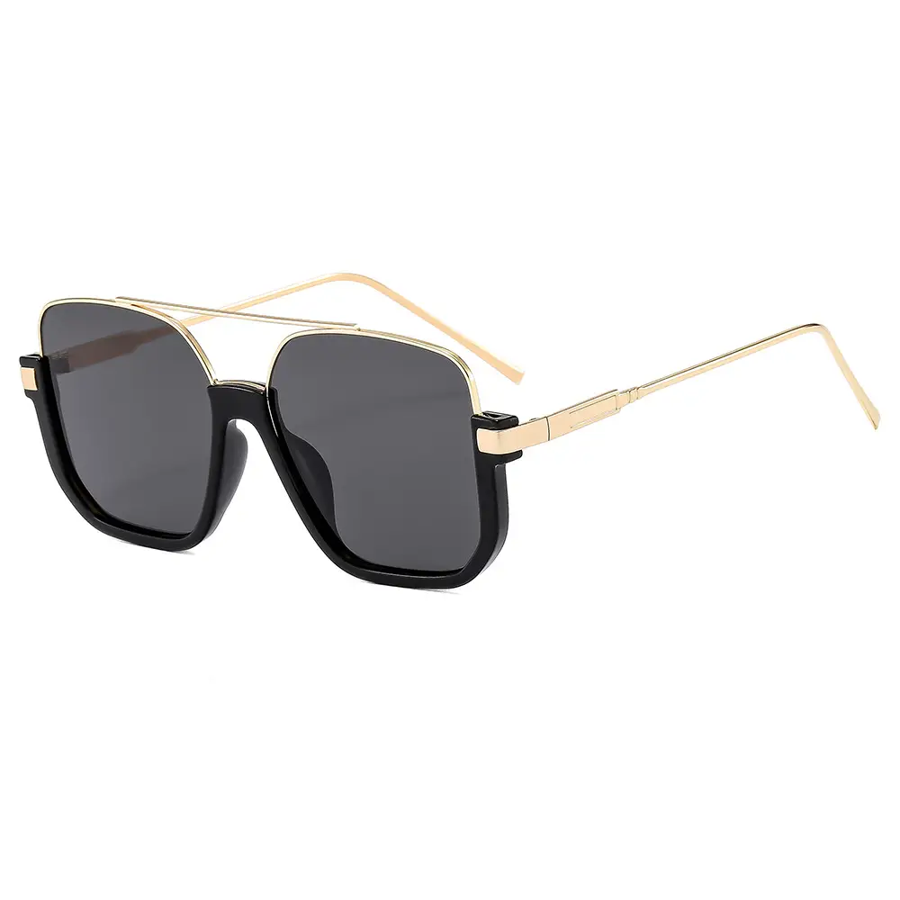 Men's Metal Sunscreen Sunglasses Black Gold - Image 15